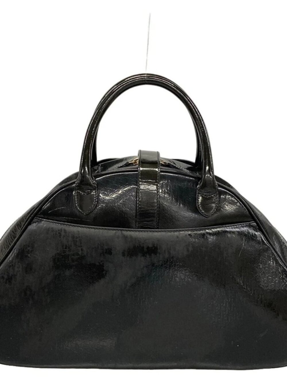 DIOR/ChristianDior Double Saddle Bag Black Patent Leather Handbag - Picture 3 of 15